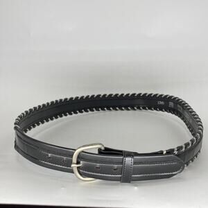 Frontier Series black silver western leather belt rodeo jaripeo NRA